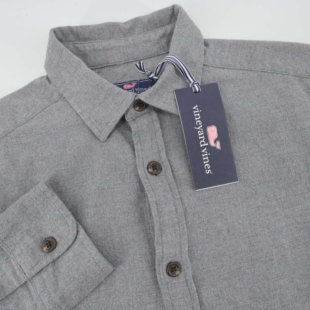 NEW Vineyard Vines Heathered Flannel Button Down Shirt Mens XS Gray Harbor